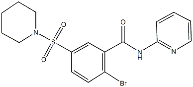 2-bromo-5-(1-piperidinylsulfonyl)-N-(2-pyridinyl)benzamide Struktur