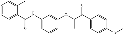 N-{3-[2-(4-methoxyphenyl)-1-methyl-2-oxoethoxy]phenyl}-2-methylbenzamide Struktur