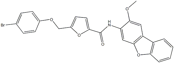 5-[(4-bromophenoxy)methyl]-N-(2-methoxydibenzo[b,d]furan-3-yl)-2-furamide Struktur