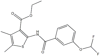 ethyl 2-{[3-(difluoromethoxy)benzoyl]amino}-4,5-dimethyl-3-thiophenecarboxylate Struktur