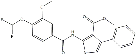 methyl 2-{[4-(difluoromethoxy)-3-methoxybenzoyl]amino}-4-phenyl-3-thiophenecarboxylate Struktur