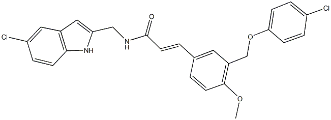 N-[(5-chloro-1H-indol-2-yl)methyl]-3-{3-[(4-chlorophenoxy)methyl]-4-methoxyphenyl}acrylamide Struktur