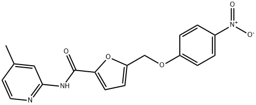 5-({4-nitrophenoxy}methyl)-N-(4-methyl-2-pyridinyl)-2-furamide Struktur