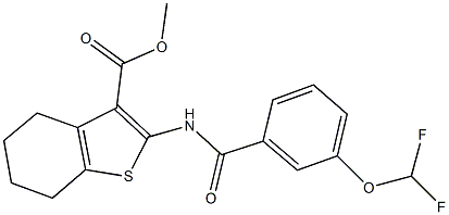 methyl 2-{[3-(difluoromethoxy)benzoyl]amino}-4,5,6,7-tetrahydro-1-benzothiophene-3-carboxylate Struktur