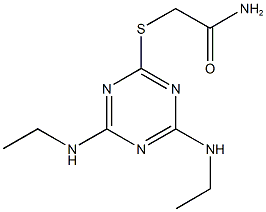 2-{[4,6-bis(ethylamino)-1,3,5-triazin-2-yl]sulfanyl}acetamide Struktur