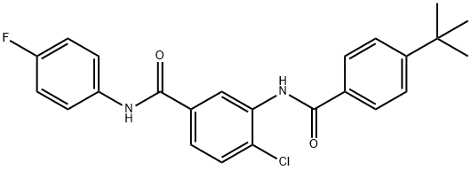 3-[(4-tert-butylbenzoyl)amino]-4-chloro-N-(4-fluorophenyl)benzamide Struktur