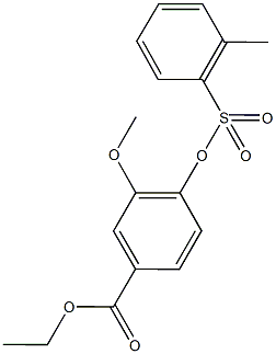 ethyl 3-methoxy-4-{[(2-methylphenyl)sulfonyl]oxy}benzoate Struktur