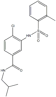 4-chloro-N-isobutyl-3-{[(2-methylphenyl)sulfonyl]amino}benzamide Struktur