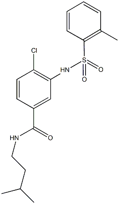 4-chloro-N-isopentyl-3-{[(2-methylphenyl)sulfonyl]amino}benzamide Struktur