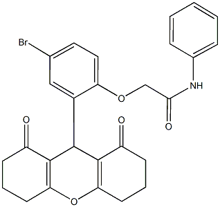 2-[4-bromo-2-(1,8-dioxo-2,3,4,5,6,7,8,9-octahydro-1H-xanthen-9-yl)phenoxy]-N-phenylacetamide Struktur