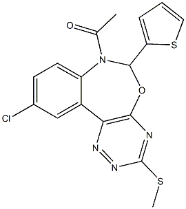 7-acetyl-10-chloro-6-(2-thienyl)-6,7-dihydro[1,2,4]triazino[5,6-d][3,1]benzoxazepin-3-yl methyl sulfide Struktur