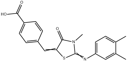 4-({2-[(3,4-dimethylphenyl)imino]-3-methyl-4-oxo-1,3-thiazolidin-5-ylidene}methyl)benzoicacid Struktur