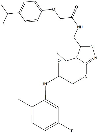 2-{[4-ethyl-5-({[(4-isopropylphenoxy)acetyl]amino}methyl)-4H-1,2,4-triazol-3-yl]sulfanyl}-N-(5-fluoro-2-methylphenyl)acetamide Struktur