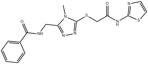 N-[(4-methyl-5-{[2-oxo-2-(1,3-thiazol-2-ylamino)ethyl]sulfanyl}-4H-1,2,4-triazol-3-yl)methyl]benzamide Struktur