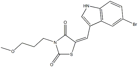 5-[(5-bromo-1H-indol-3-yl)methylene]-3-(3-methoxypropyl)-1,3-thiazolidine-2,4-dione Struktur