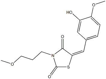 5-(3-hydroxy-4-methoxybenzylidene)-3-(3-methoxypropyl)-1,3-thiazolidine-2,4-dione Struktur