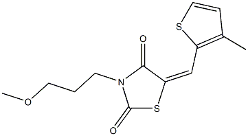 3-(3-methoxypropyl)-5-[(3-methyl-2-thienyl)methylene]-1,3-thiazolidine-2,4-dione Struktur