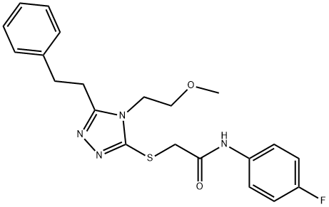 N-(4-fluorophenyl)-2-{[4-(2-methoxyethyl)-5-(2-phenylethyl)-4H-1,2,4-triazol-3-yl]sulfanyl}acetamide Struktur