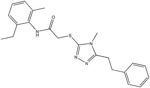 N-(2-ethyl-6-methylphenyl)-2-{[4-methyl-5-(2-phenylethyl)-4H-1,2,4-triazol-3-yl]sulfanyl}acetamide Struktur