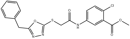 methyl 5-({[(5-benzyl-1,3,4-oxadiazol-2-yl)sulfanyl]acetyl}amino)-2-chlorobenzoate Struktur