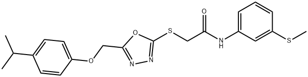 2-({5-[(4-isopropylphenoxy)methyl]-1,3,4-oxadiazol-2-yl}thio)-N-[3-(methylthio)phenyl]acetamide Struktur