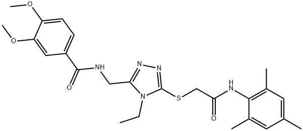 N-[(4-ethyl-5-{[2-(mesitylamino)-2-oxoethyl]sulfanyl}-4H-1,2,4-triazol-3-yl)methyl]-3,4-dimethoxybenzamide Struktur