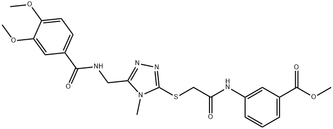 methyl3-({[(5-{[(3,4-dimethoxybenzoyl)amino]methyl}-4-methyl-4H-1,2,4-triazol-3-yl)thio]acetyl}amino)benzoate Struktur