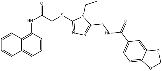 N-[(4-ethyl-5-{[2-(1-naphthylamino)-2-oxoethyl]sulfanyl}-4H-1,2,4-triazol-3-yl)methyl]-1,3-benzodioxole-5-carboxamide Struktur