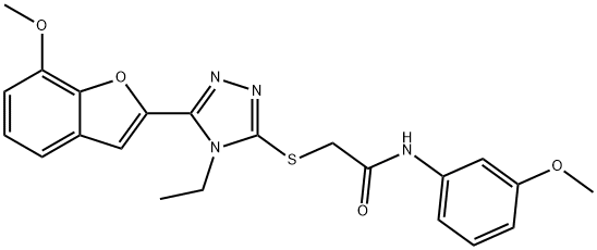 2-{[4-ethyl-5-(7-methoxy-1-benzofuran-2-yl)-4H-1,2,4-triazol-3-yl]sulfanyl}-N-(3-methoxyphenyl)acetamide Struktur