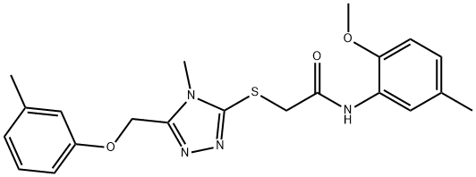 N-(2-methoxy-5-methylphenyl)-2-({4-methyl-5-[(3-methylphenoxy)methyl]-4H-1,2,4-triazol-3-yl}sulfanyl)acetamide Struktur