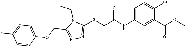 methyl 2-chloro-5-{[({4-ethyl-5-[(4-methylphenoxy)methyl]-4H-1,2,4-triazol-3-yl}sulfanyl)acetyl]amino}benzoate Struktur