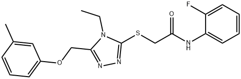 2-({4-ethyl-5-[(3-methylphenoxy)methyl]-4H-1,2,4-triazol-3-yl}thio)-N-(2-fluorophenyl)acetamide Struktur