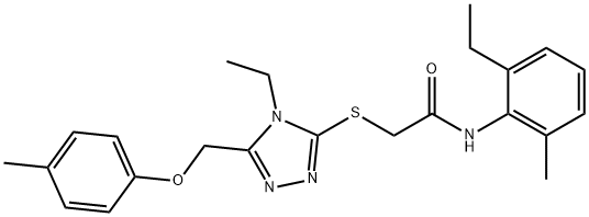 2-({4-ethyl-5-[(4-methylphenoxy)methyl]-4H-1,2,4-triazol-3-yl}sulfanyl)-N-(2-ethyl-6-methylphenyl)acetamide Struktur