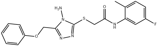 2-{[4-amino-5-(phenoxymethyl)-4H-1,2,4-triazol-3-yl]sulfanyl}-N-(5-fluoro-2-methylphenyl)acetamide Struktur