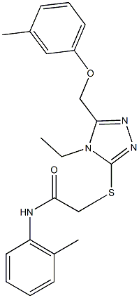 2-({4-ethyl-5-[(3-methylphenoxy)methyl]-4H-1,2,4-triazol-3-yl}sulfanyl)-N-(2-methylphenyl)acetamide Struktur