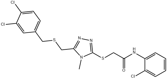 N-(2-chlorophenyl)-2-[(5-{[(3,4-dichlorobenzyl)sulfanyl]methyl}-4-methyl-4H-1,2,4-triazol-3-yl)sulfanyl]acetamide Struktur