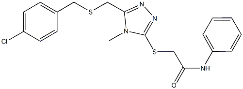 2-[(5-{[(4-chlorobenzyl)sulfanyl]methyl}-4-methyl-4H-1,2,4-triazol-3-yl)sulfanyl]-N-phenylacetamide Struktur