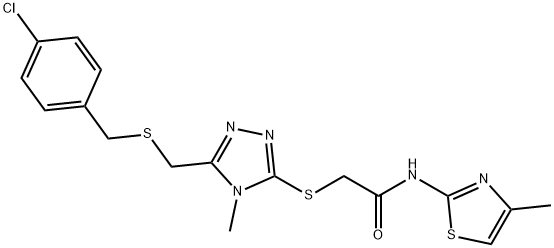 2-[(5-{[(4-chlorobenzyl)sulfanyl]methyl}-4-methyl-4H-1,2,4-triazol-3-yl)sulfanyl]-N-(4-methyl-1,3-thiazol-2-yl)acetamide Struktur