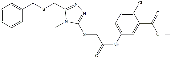 methyl 5-{[({5-[(benzylsulfanyl)methyl]-4-methyl-4H-1,2,4-triazol-3-yl}sulfanyl)acetyl]amino}-2-chlorobenzoate Struktur