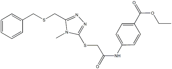 ethyl 4-{[({5-[(benzylsulfanyl)methyl]-4-methyl-4H-1,2,4-triazol-3-yl}sulfanyl)acetyl]amino}benzoate Struktur