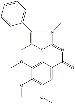 N-(3,5-dimethyl-4-phenyl-1,3-thiazol-2(3H)-ylidene)-3,4,5-trimethoxybenzamide Struktur