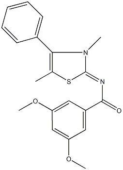 N-(3,5-dimethyl-4-phenyl-1,3-thiazol-2(3H)-ylidene)-3,5-dimethoxybenzamide Struktur