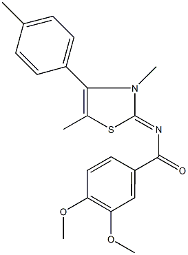 N-(3,5-dimethyl-4-(4-methylphenyl)-1,3-thiazol-2(3H)-ylidene)-3,4-dimethoxybenzamide Struktur