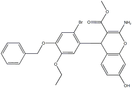 methyl 2-amino-4-[4-(benzyloxy)-2-bromo-5-ethoxyphenyl]-7-hydroxy-4H-chromene-3-carboxylate Struktur