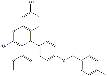 methyl 2-amino-7-hydroxy-4-{4-[(4-methylbenzyl)oxy]phenyl}-4H-chromene-3-carboxylate Struktur