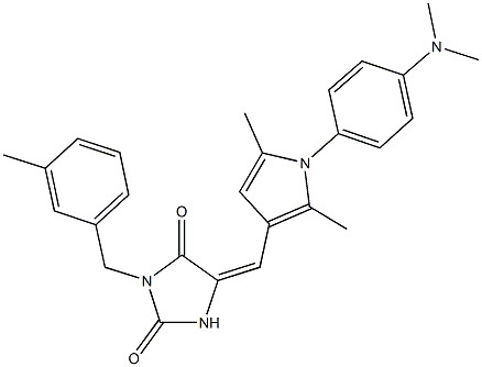 5-({1-[4-(dimethylamino)phenyl]-2,5-dimethyl-1H-pyrrol-3-yl}methylene)-3-(3-methylbenzyl)-2,4-imidazolidinedione Struktur