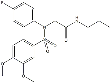 2-{[(3,4-dimethoxyphenyl)sulfonyl]-4-fluoroanilino}-N-propylacetamide Struktur