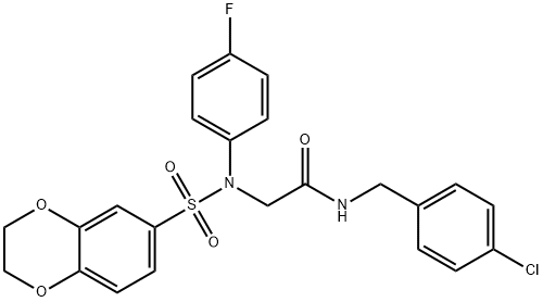 N-(4-chlorobenzyl)-2-[(2,3-dihydro-1,4-benzodioxin-6-ylsulfonyl)-4-fluoroanilino]acetamide Struktur