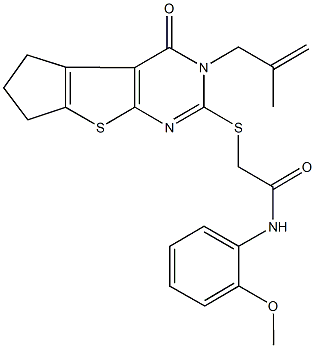 N-(2-methoxyphenyl)-2-{[3-(2-methyl-2-propenyl)-4-oxo-3,5,6,7-tetrahydro-4H-cyclopenta[4,5]thieno[2,3-d]pyrimidin-2-yl]thio}acetamide Struktur