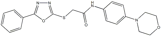 N-[4-(4-morpholinyl)phenyl]-2-[(5-phenyl-1,3,4-oxadiazol-2-yl)sulfanyl]acetamide Struktur